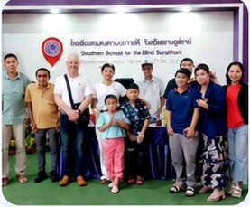 The lamp.charity team with staff and students at the Southern School for the Blind